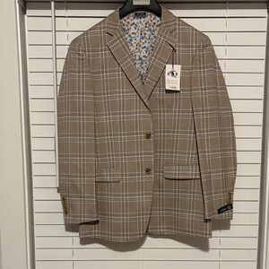 crown & ivy Tan Plaid Sport Coat